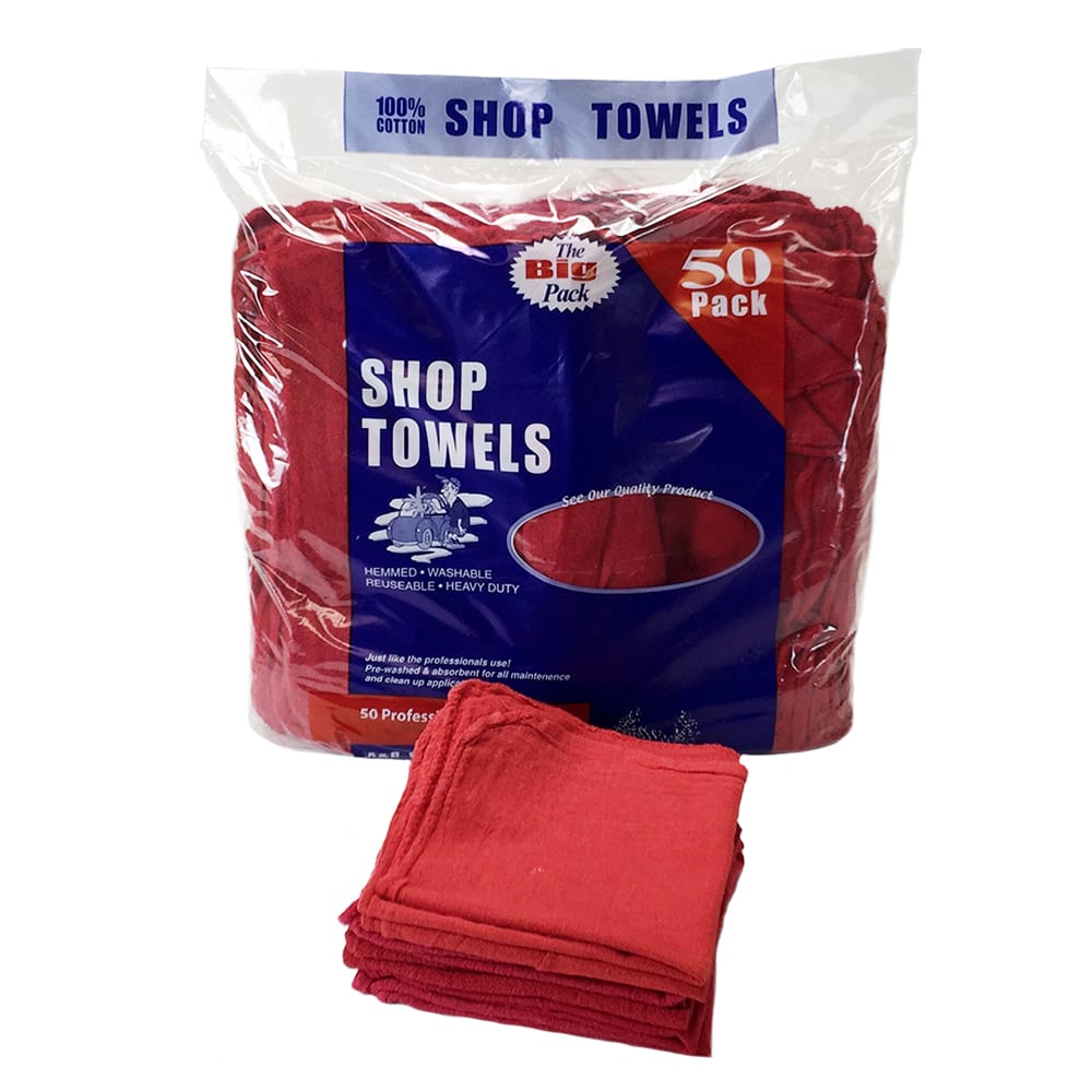 American Textile Industries Red Shop Towels - 50 pack 4238003