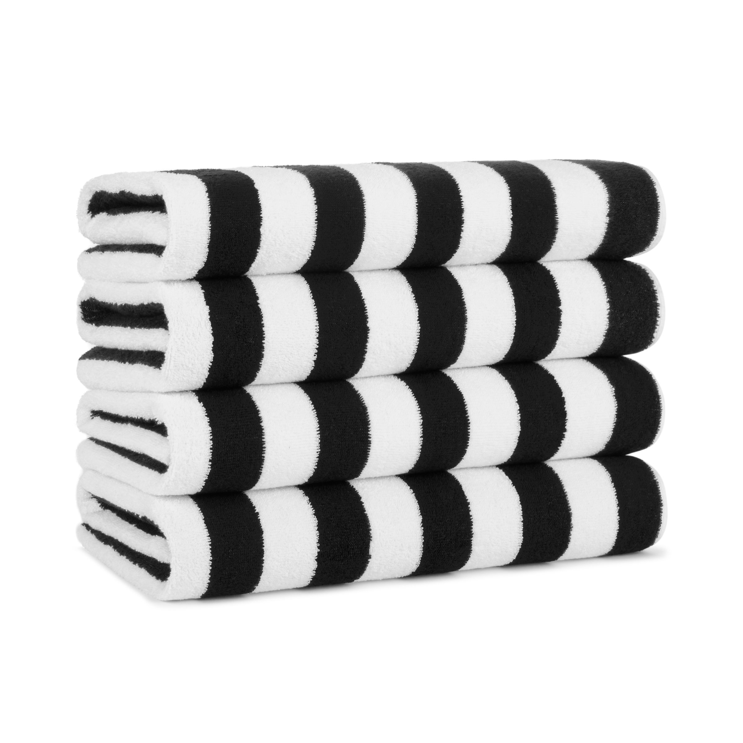 STRIPED LINEN KITCHEN TOWELS-BLACK - Privet House Supply