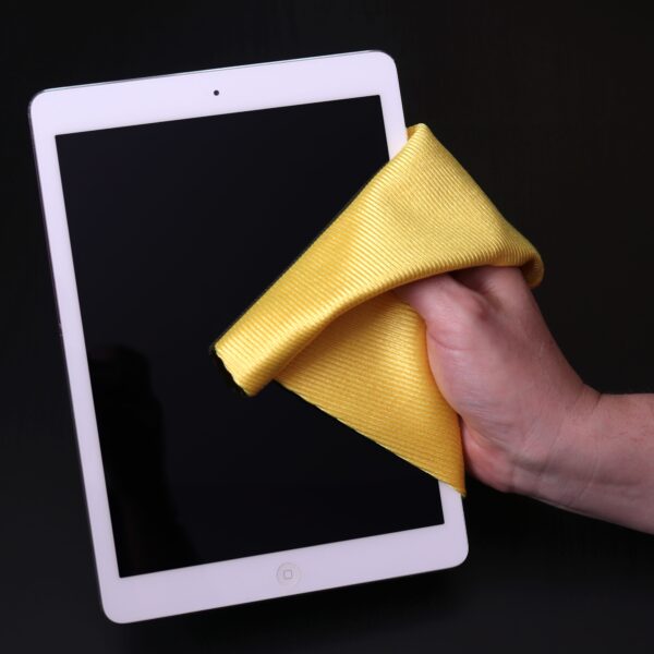 Shiny Gold Glass Cloth used to clean iPad