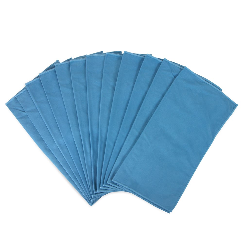 Brighton Glass Blue Suede Cleaning Microfiber Cloths 16"W x 16"L Pack of 12 