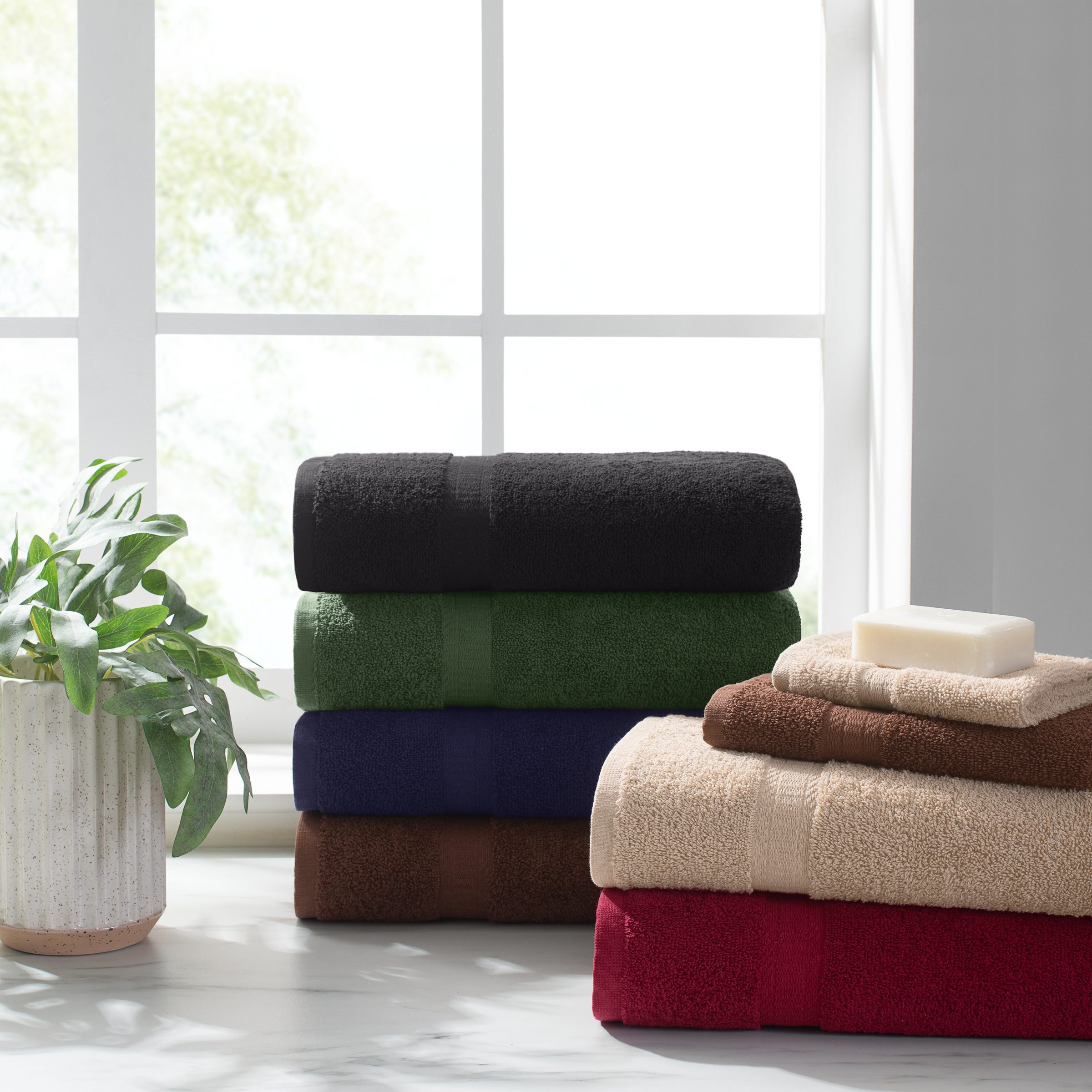 Striped Heavy Weight Linen Bath Towels Various Colours: Towel Set