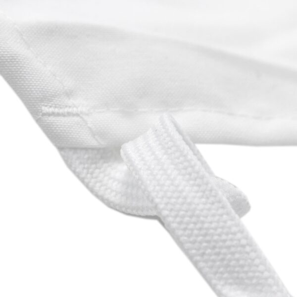 White Poly Spun Apron stitching closeup