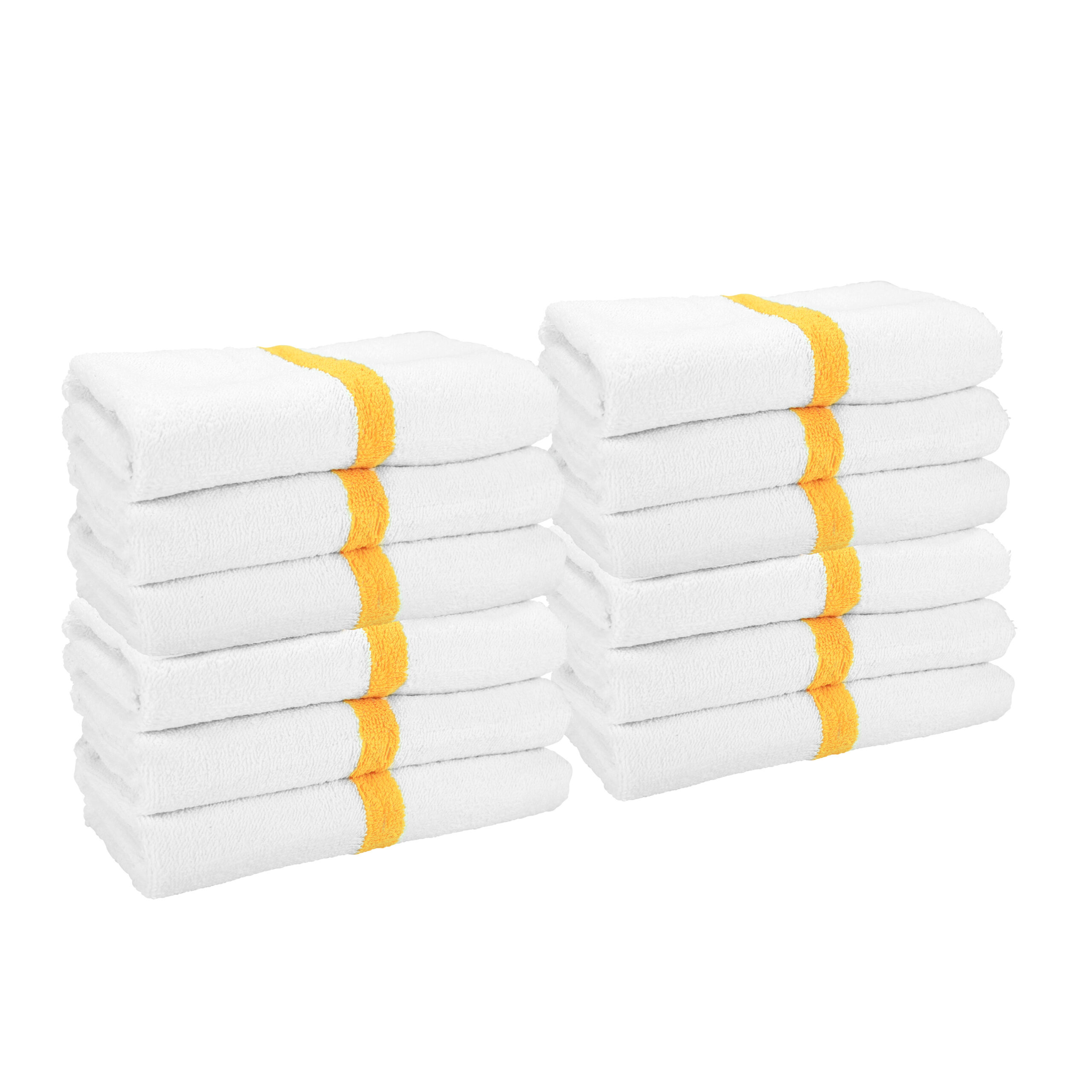 White Gym Towel with Gold Stripe stacked