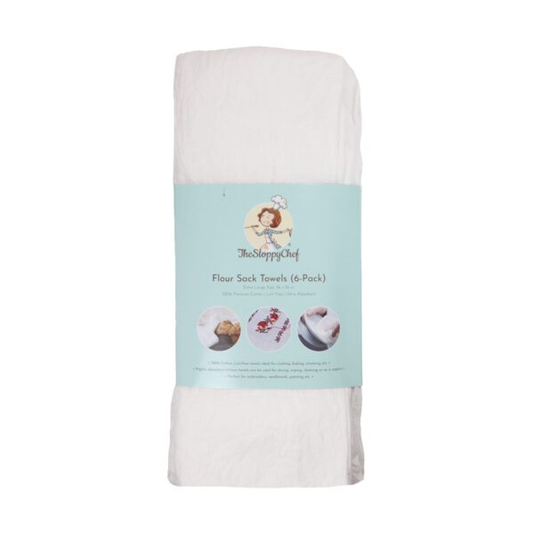 The Sloppy Chef Flour Sack Towels 6-pack packaging
