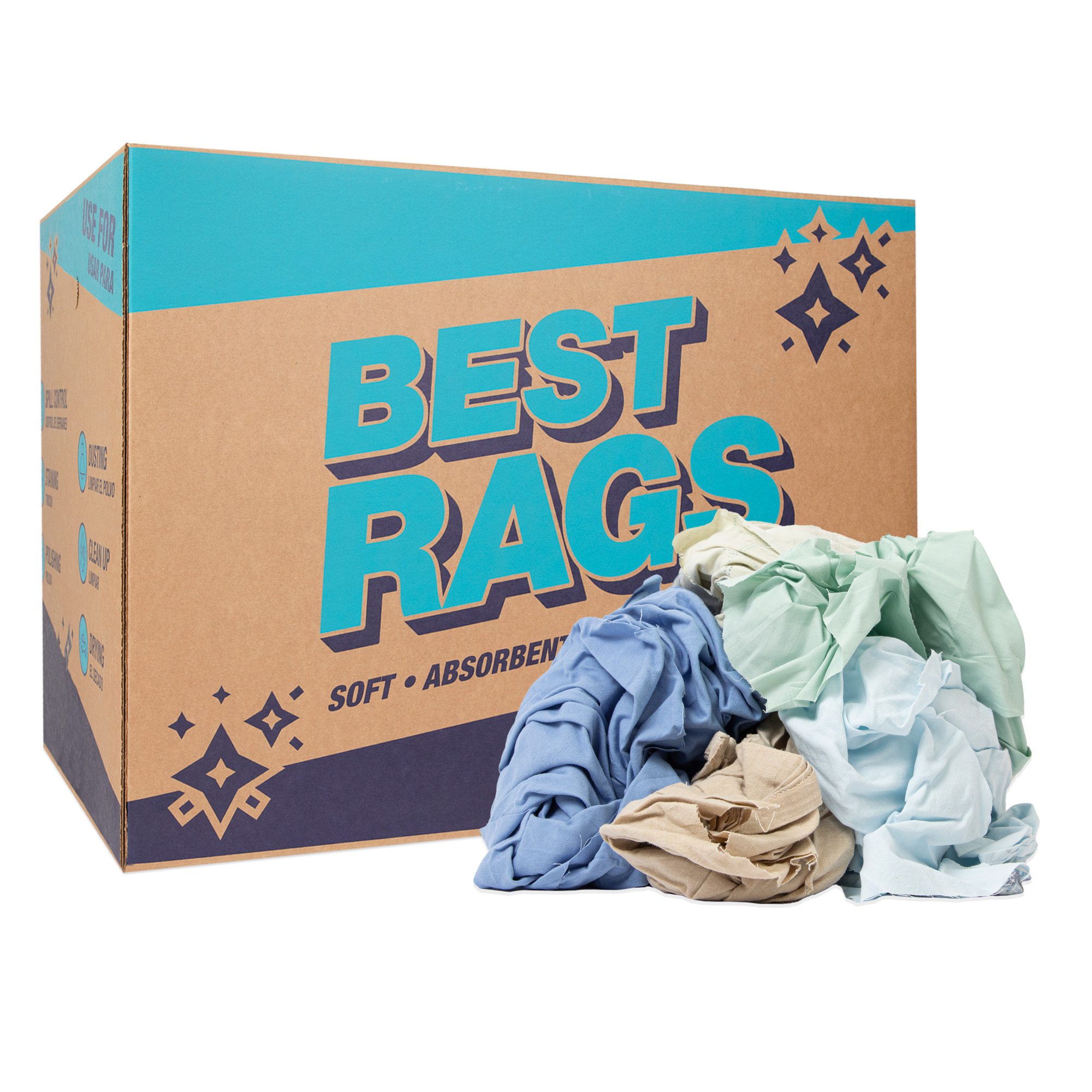 Sheeting Rags Bulk Recycled White 50 Lb. Box