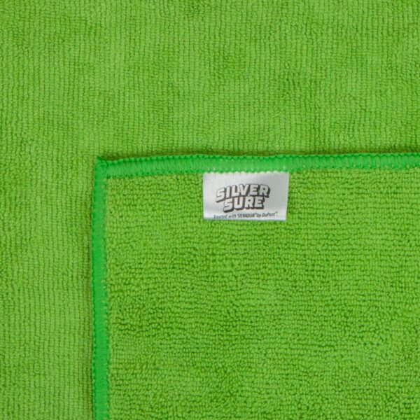 SilverSure Antimicrobial Treated Cloths green tag closeup