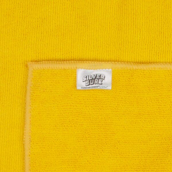 SilverSure Antimicrobial Treated Cloths yellow tag closeup