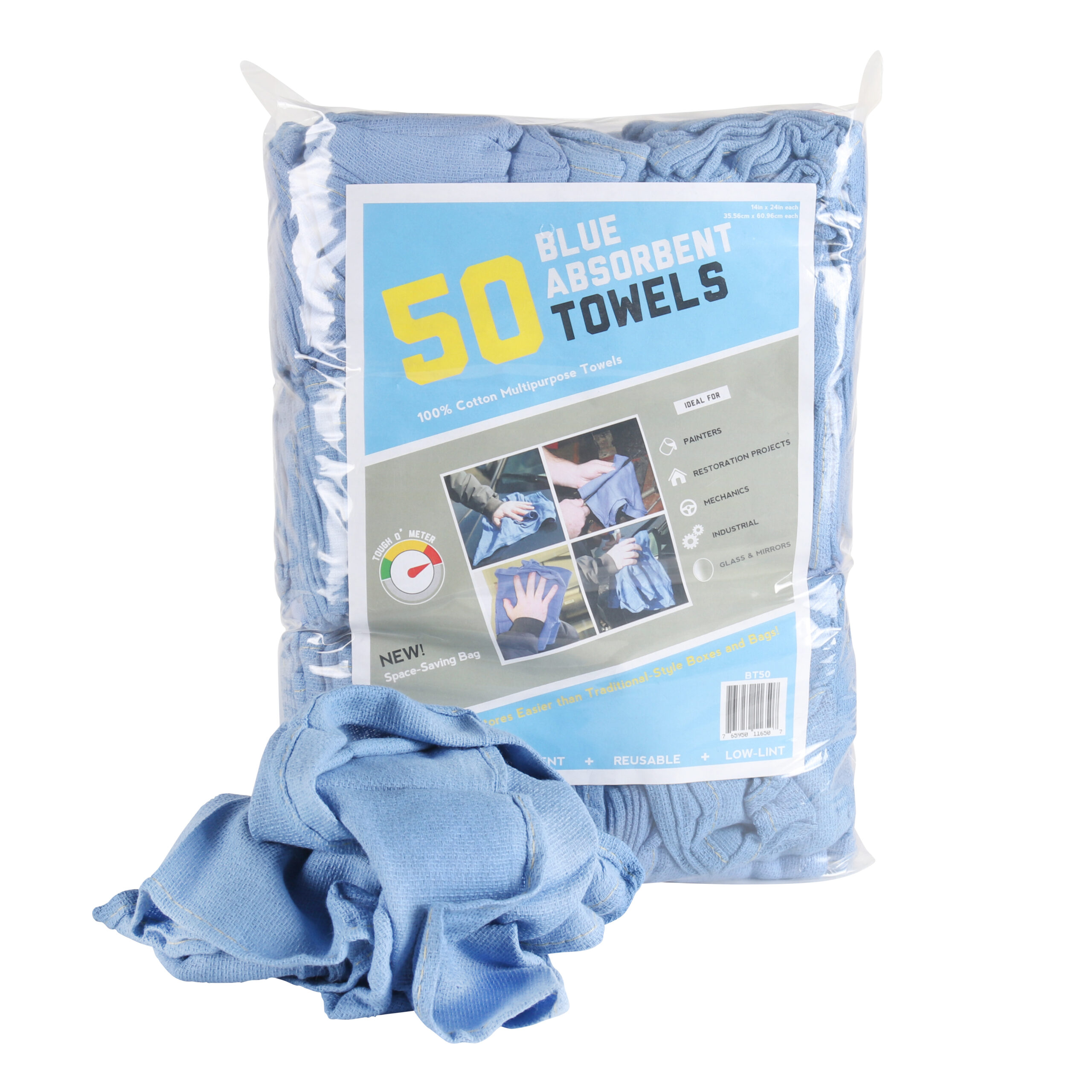 Monarch Brands 670232 50 lbs Global Industrial 100 Percent Cotton Blue Huck  Towels