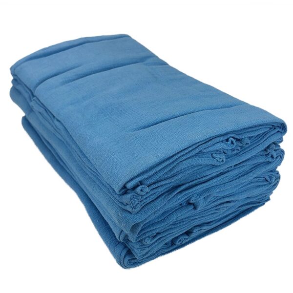 Blue Huck Towel folded in half and stacked
