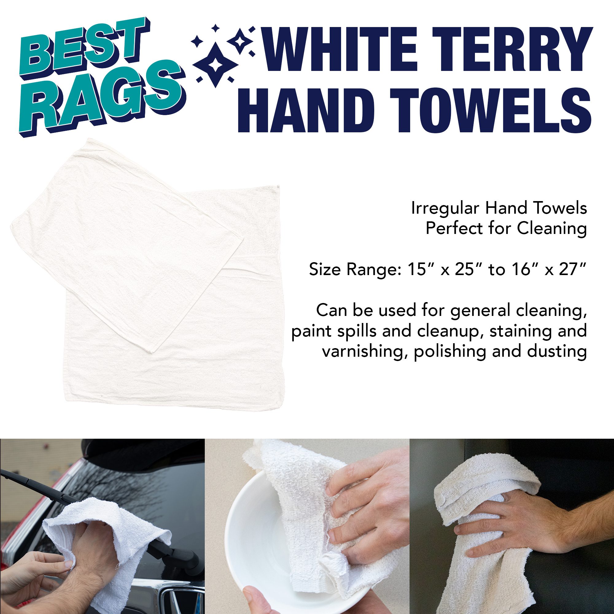 Monarch Brands Multi-Purpose White Terry Cloth Rags in Bulk - 40 lb.