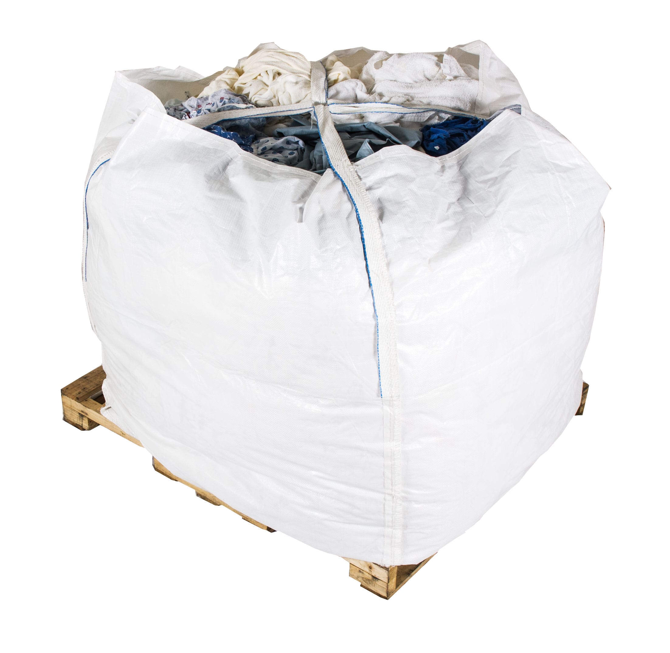 Plastic bag on pallet filled with rags