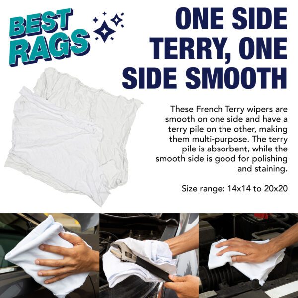 White One-Sided Terry Wipers