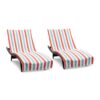 Cabo Cabana Chaise Lounge Covers - Coral/Blue